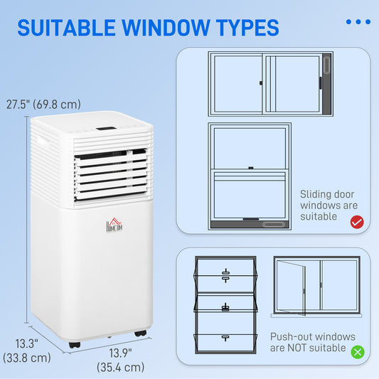 HOMCOM 8000 BTU Portable Air Conditioner with Fan & Dehumidifier Mode, Quiet AC Unit with Remote Control, 24-Hour Timer, White