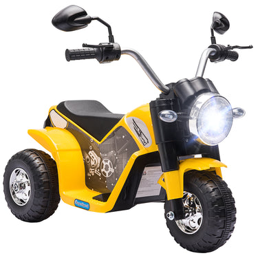 Aosom Kids Electric Motorcycle 6V Battery Powered Ride-On Dirt Bike 3-Wheels Motorbike Yellow