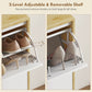 HOMCOM Narrow Shoe Cabinet, High Gloss Shoe Storage Cabinet with 4 Flip Drawers and Adjustable Shelves, Holds 20 Pairs, White