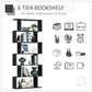 HOMCOM Wooden S Shape Bookcase 6 Shelves Storage Display Home Office Furniture