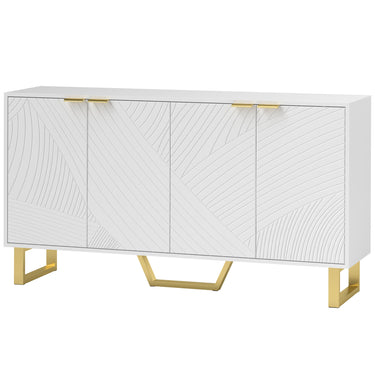 HOMCOM Sideboard Buffet Cabinet with Adjustable Shelves, Living Room Cabinet, TV Cabinet for 65 Inch TV, White