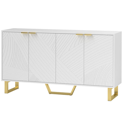 HOMCOM Sideboard Buffet Cabinet with Adjustable Shelves, Living Room Cabinet, TV Cabinet for 65 Inch TV, White