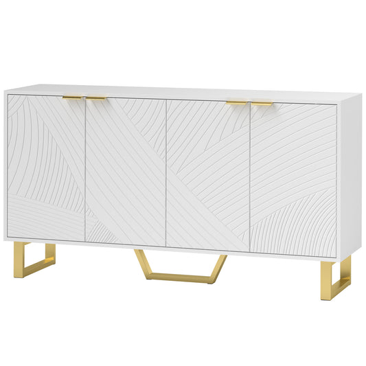 HOMCOM Sideboard Buffet Cabinet with Adjustable Shelves, Living Room Cabinet, TV Cabinet for 65 Inch TV, White