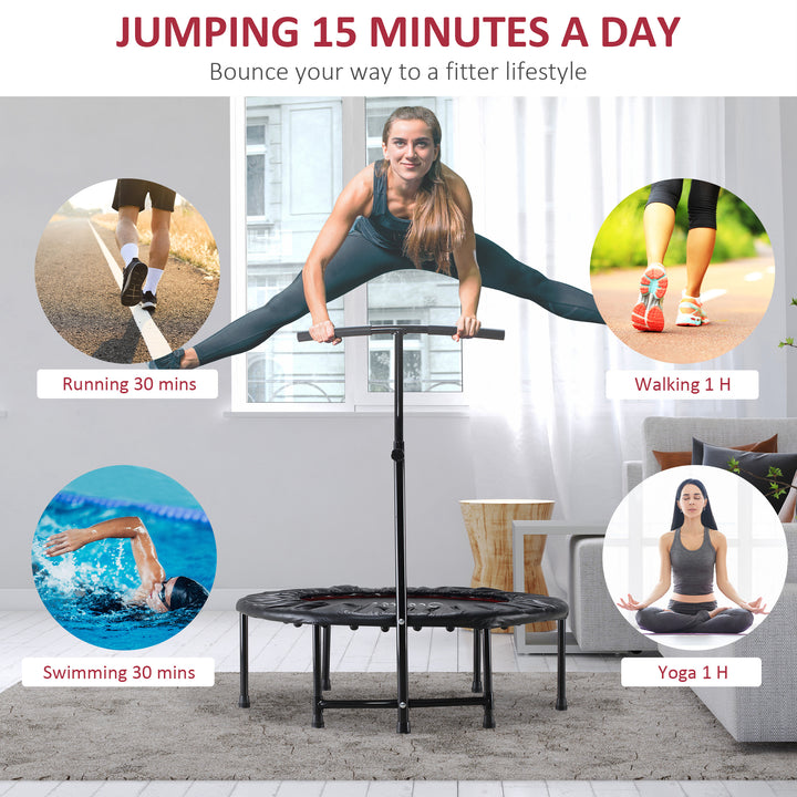 Soozier 39" Mini Exercise Trampoline w/ Adjustable T-Bar Indoor Fitness Rebounder Black