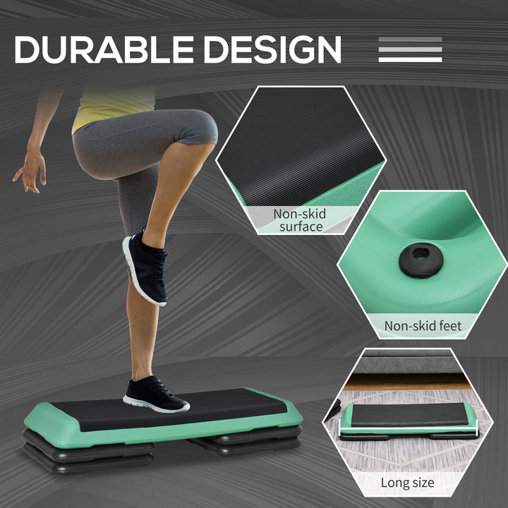 Soozier 43" Adjustable Aerobic Platform Stepper 3 Level with Risers 4” 6” 8” Cardio Fitness Trainer Workout Step Home Gym Exercise, Black Purple