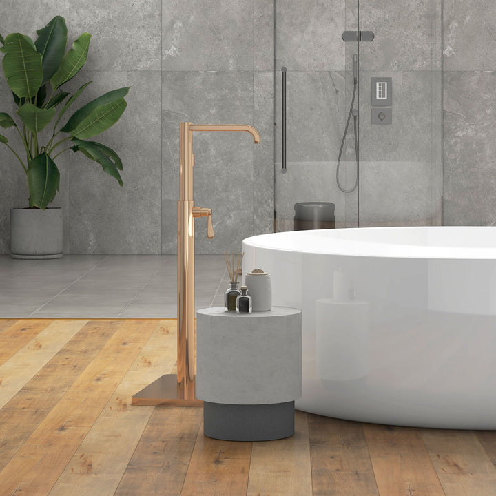 HOMCOM 17" Tall Tree Stump End Table, Concrete Sofa Side Table for Indoor and Outdoor Use, Garden Stool, Natural