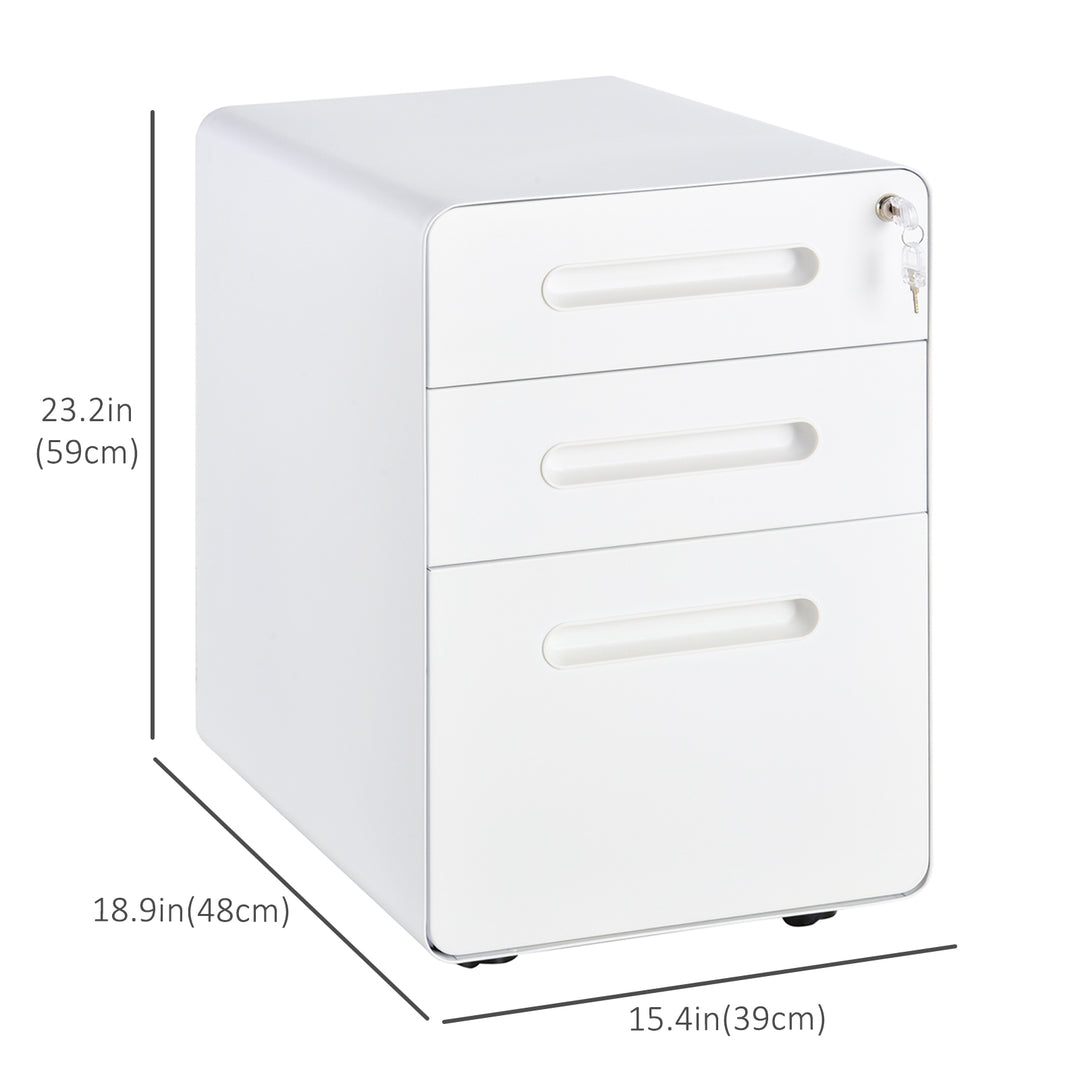 Vinsetto Lockable File Cabinet, Steel Filing Cabinet on Wheels for Legal, A4, Letter Size, Home Office
