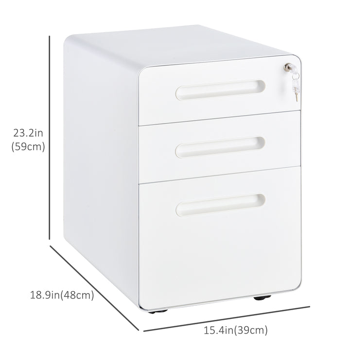 Vinsetto Lockable File Cabinet, Steel Filing Cabinet on Wheels for Legal, A4, Letter Size, Home Office