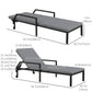 Outsunny Wicker Chaise Lounger with 5-Level Adjustable Backrest, Light Grey