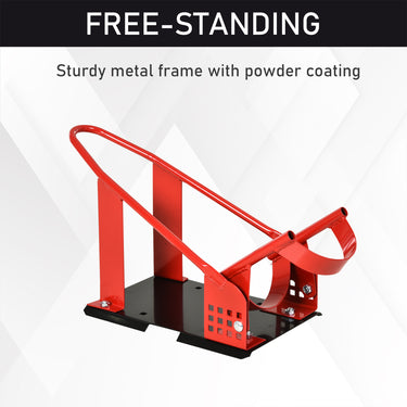 HOMCOM Motorcycle Wheel Chock with 12 Adjustable Pre-Drilled Holes, 990 lbs Capacity, Red