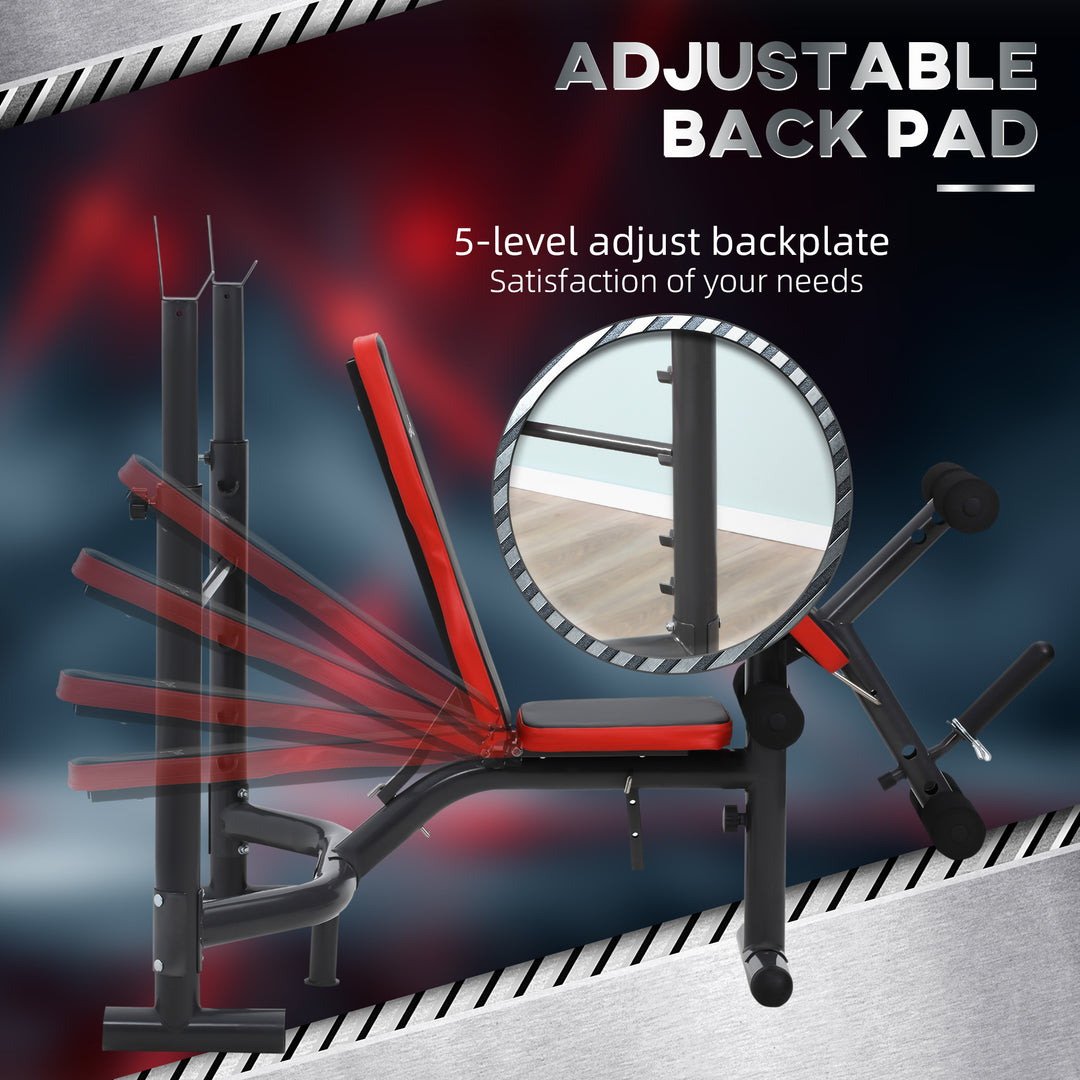 Soozier Press Bench, Heavy Duty Multiple Function Workout Adjustable Bench with Preacher Curl, Leg Developer