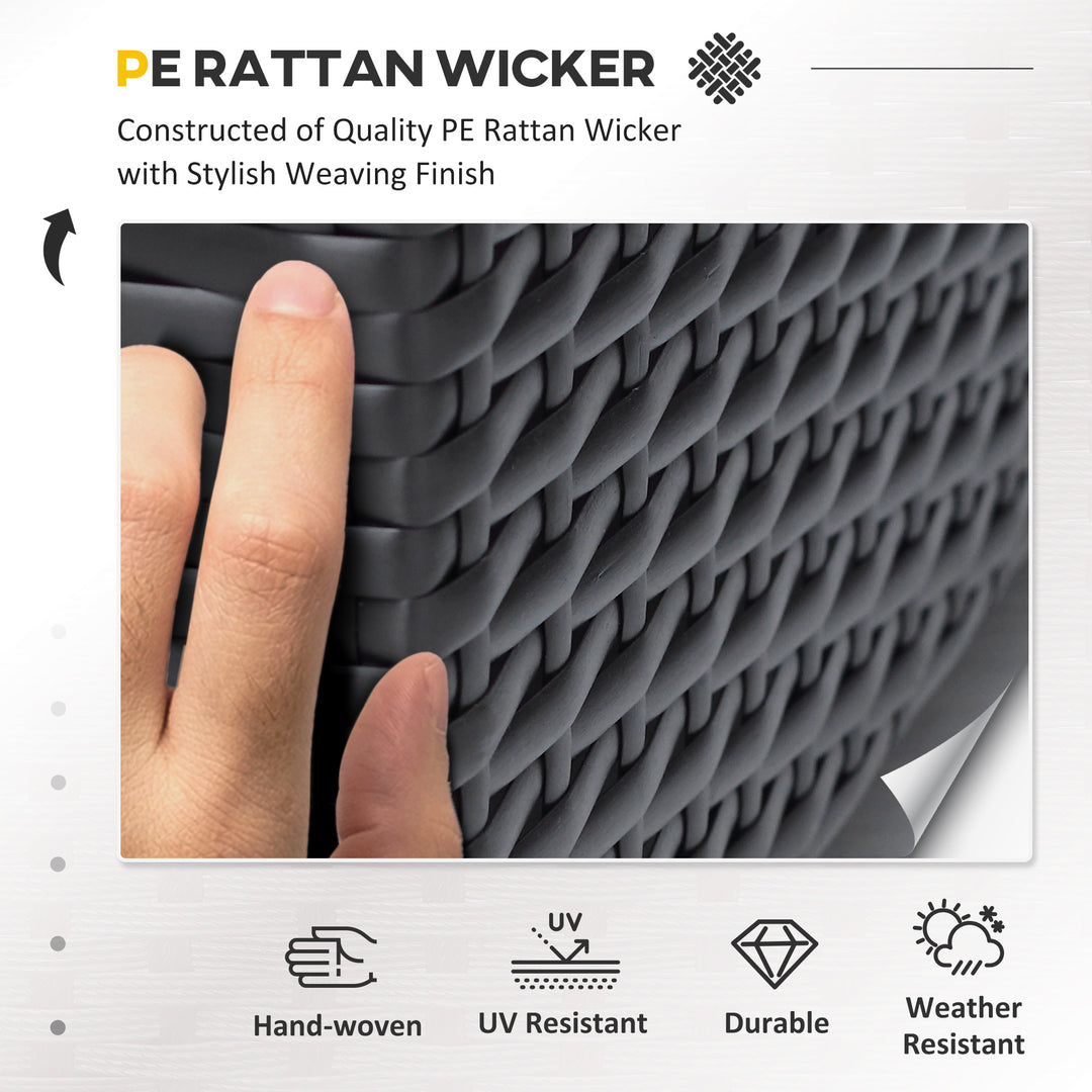 Outsunny 7 Pieces Outdoor Rattan Furniture Set, Patio Wicker Sectional Conversation Sofa Set, Blue