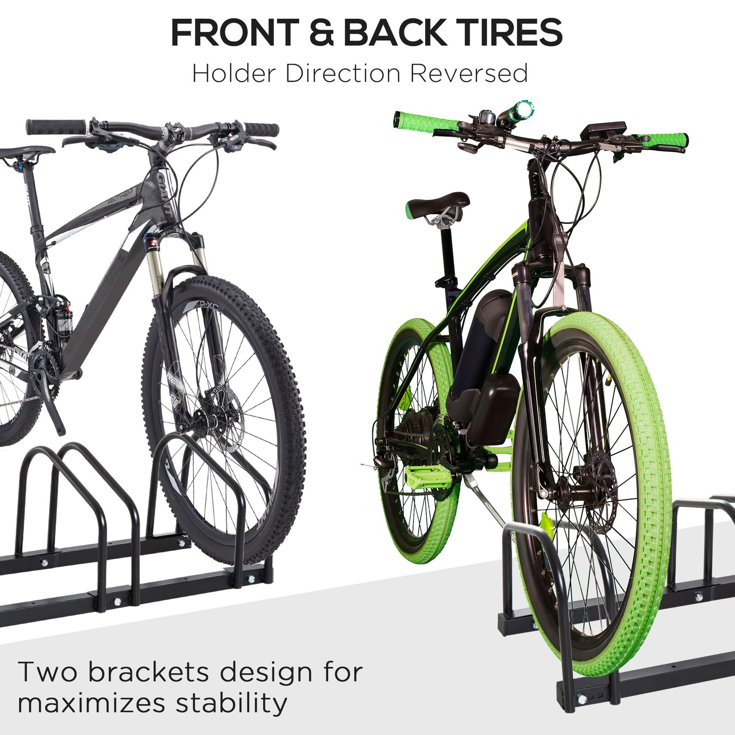 HOMCOM 6-Bike Bicycle Floor Parking Rack Cycling Storage Stand Ground Mount Garage Organizer for Indoor and Outdoor Use Black