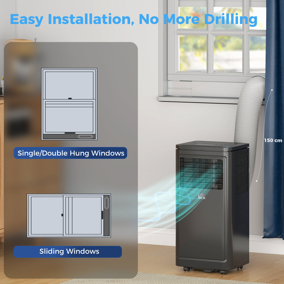 HOMCOM 8000 BTU Portable Air Conditioner with Cooling, Dehumidifier, Remote Control, 24-Hour Timer, Window Mount Kit, Black