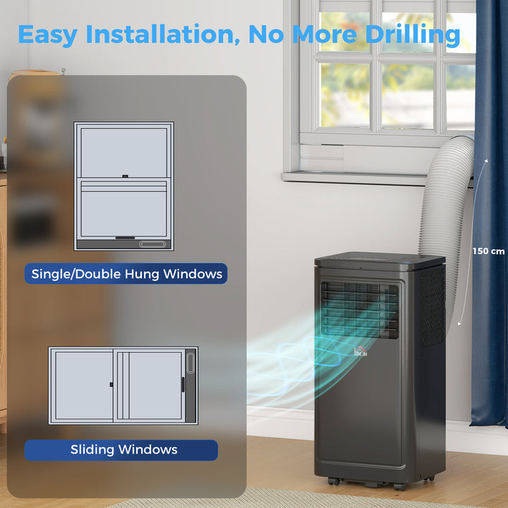 HOMCOM 8000 BTU Portable Air Conditioner with Cooling, Dehumidifier, Remote Control, 24-Hour Timer, Window Mount Kit, Black