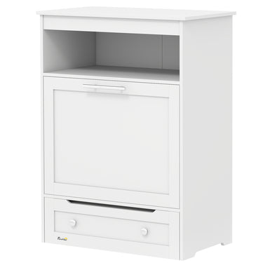 PawHut Pet Feeder Station Storage Cabinet, Dog Food Storage Container with Dog Raised Bowls, Watering Supplies, Gray