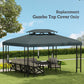 Outsunny 13' x 10' Gazebo Replacement Canopy, 2 Tier Top Roof Garden Pavilion UV Cover, Brown (TOP ONLY)