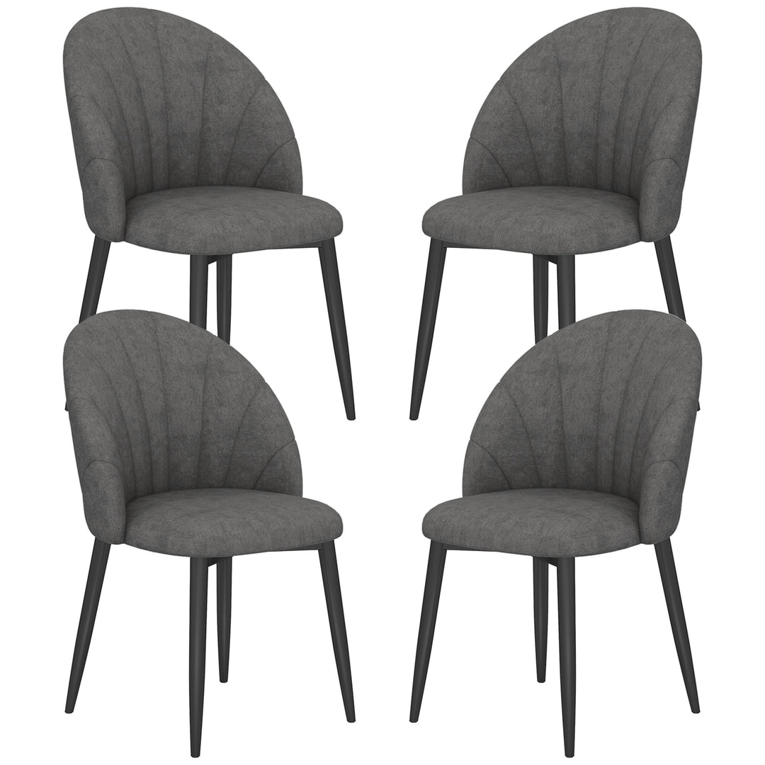 HOMCOM Modern Dining Chairs Set of 4, Upholstered Dining Room Chairs with Metal Legs, Shell Backrest, Padded Seat, Cream White