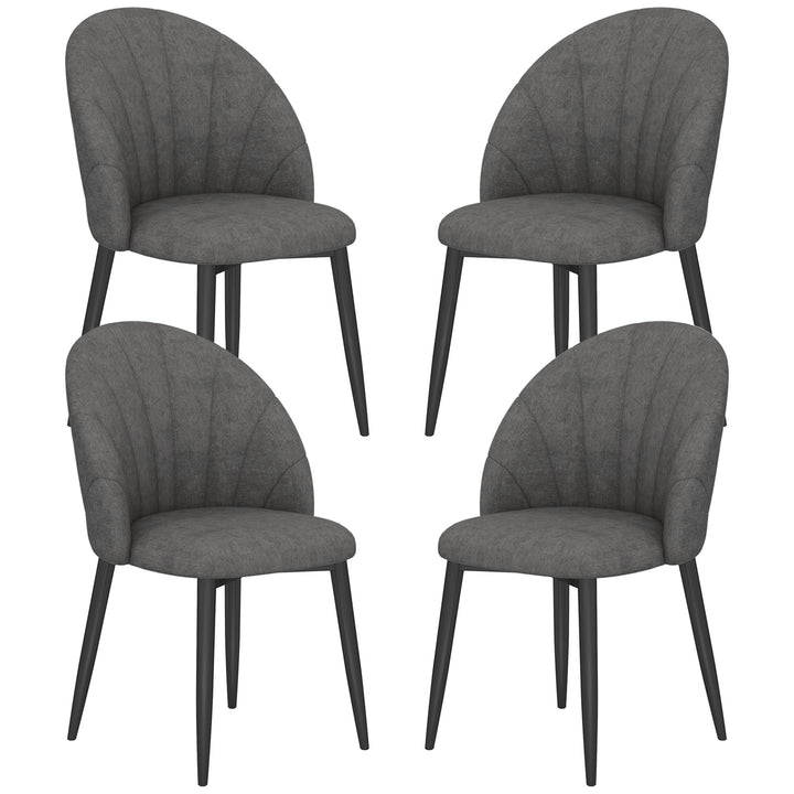 HOMCOM Modern Dining Chairs Set of 4, Upholstered Dining Room Chairs with Metal Legs, Shell Backrest, Padded Seat, Cream White