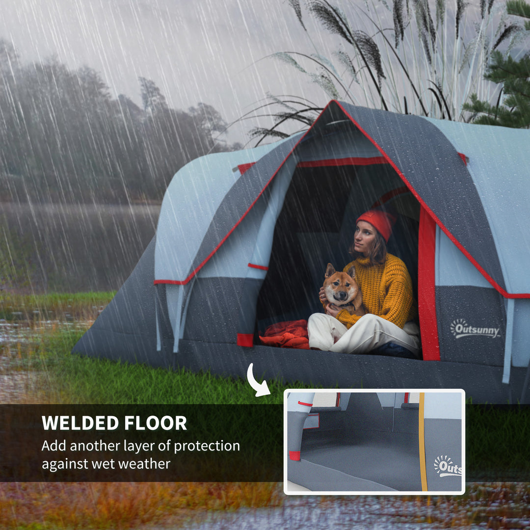 Outsunny 5-6 Person Family Tent, Outdoor Camping Tent with Lighting Hook, Carrying Bag for Camping, Hiking and Travelling, Grey