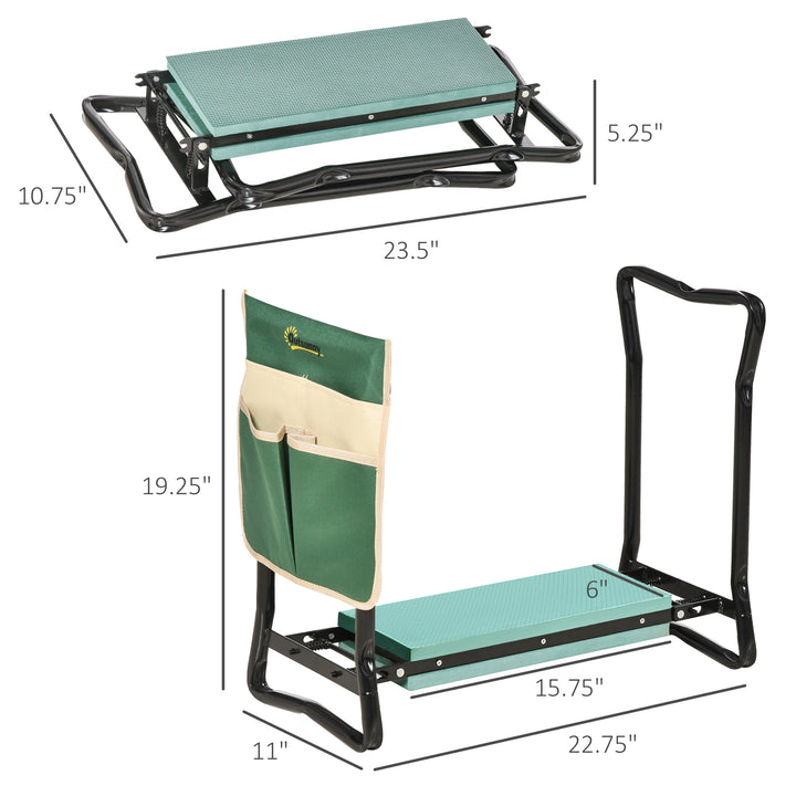 Outsunny Garden Kneeler and Seat Stool, Folding Gardening Stool Kneeling Chair with Thicken Pad and Handles