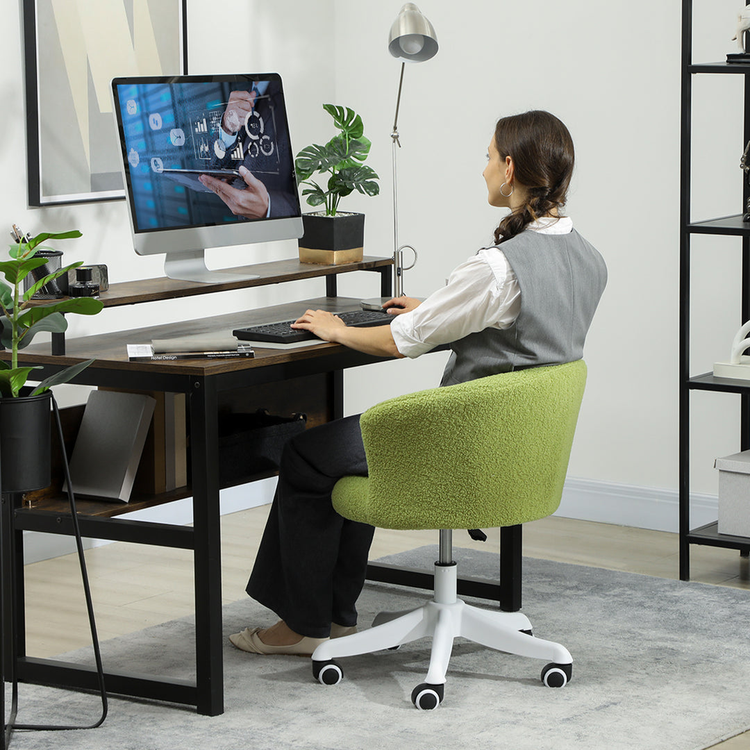 Vinsetto Armless Office Chair, Fluffy Computer Desk Chair with Adjustable Height, Swivel Wheels, Mid Back, White