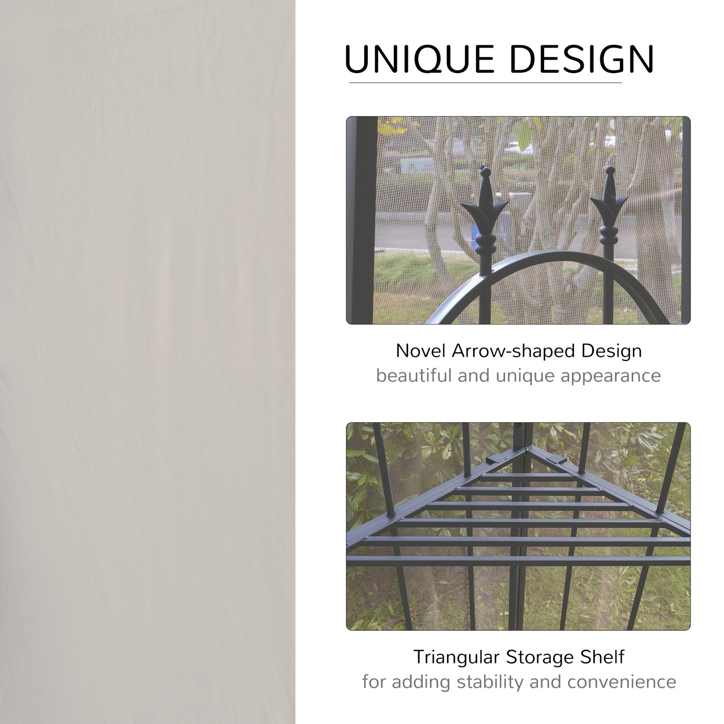 Outsunny 10' x 10' Steel Outdoor Patio Gazebo Canopy with Removable Mesh Curtains, Display Shelves, & Steel Frame, Grey