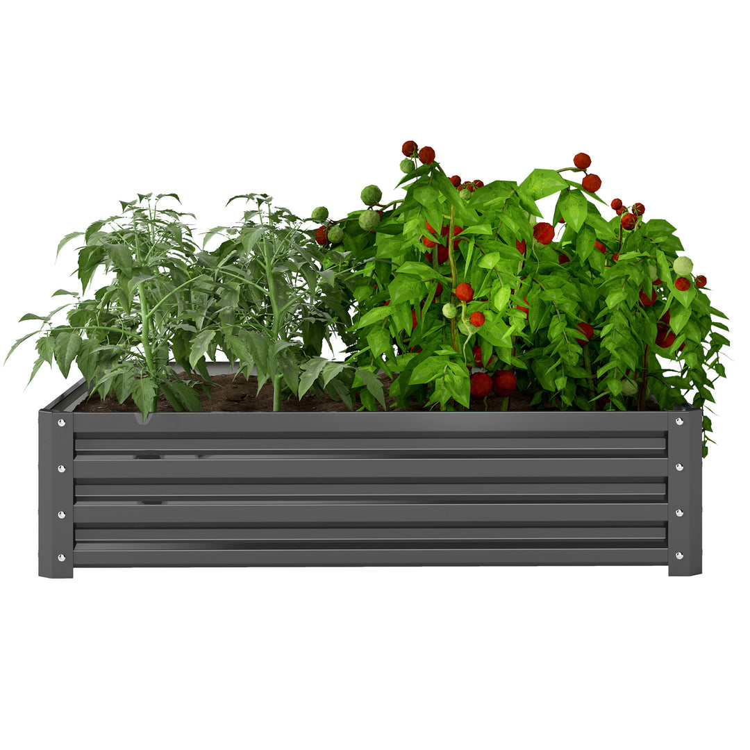 Outsunny 4' x 4' x 1' Raised Garden Bed Galvanized Steel Planter Box for Vegetables, Flowers, Herbs, Green