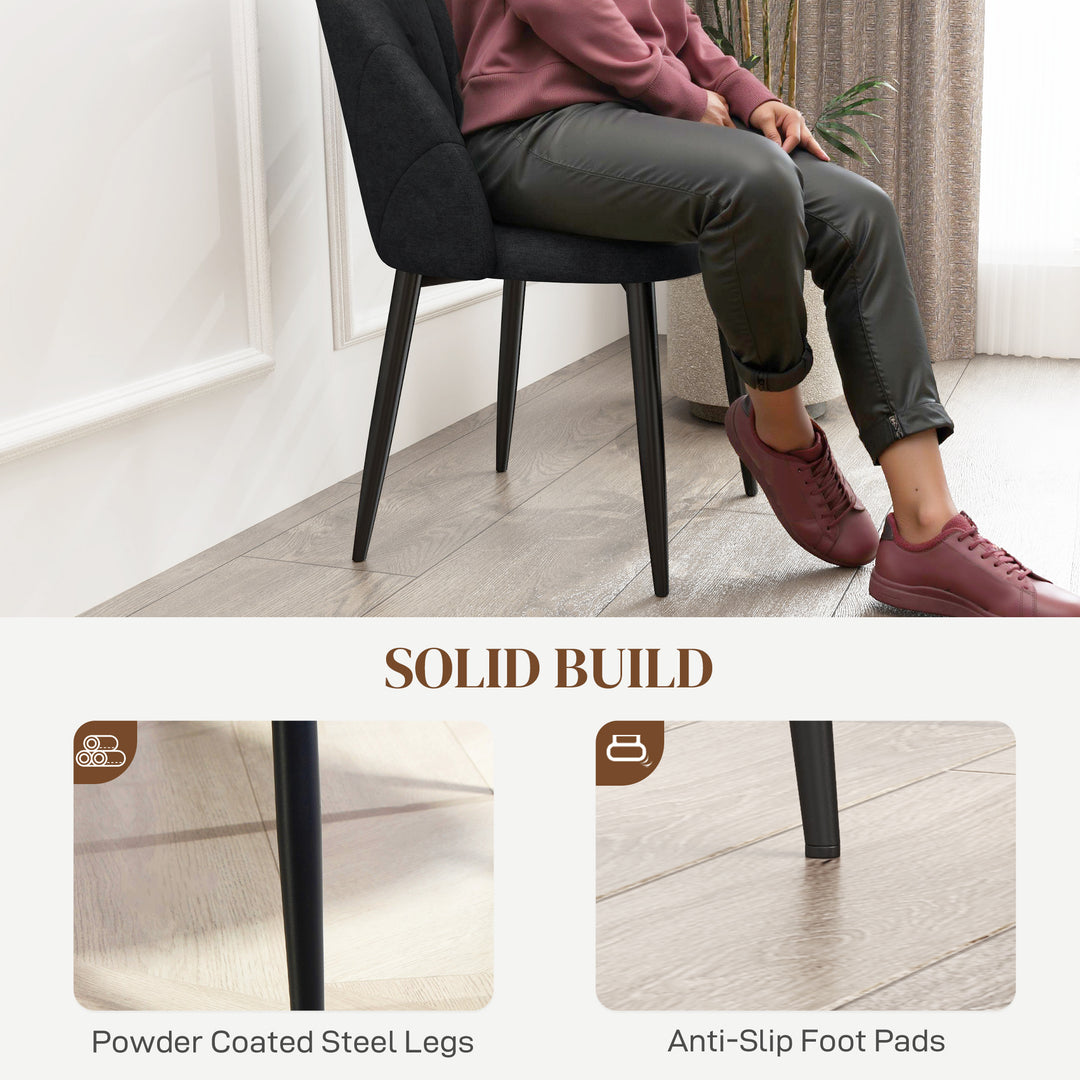 HOMCOM Modern Dining Chairs Set of 4, Upholstered Dining Room Chairs with Metal Legs, Shell Backrest, Padded Seat, Cream White