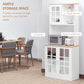HOMCOM Kitchen Buffet with Hutch, Storage Pantry with 3 Cabinets, 2 Open Shelves and Large Countertop, Black