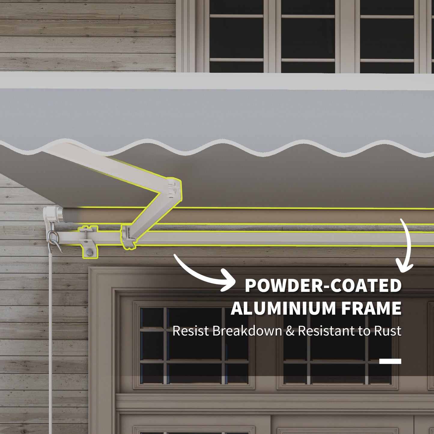 Outsunny 12' x 10' Retractable Awning Patio UV Resistant Fabric and Aluminum Frame for Deck, Balcony, Yard, Grey