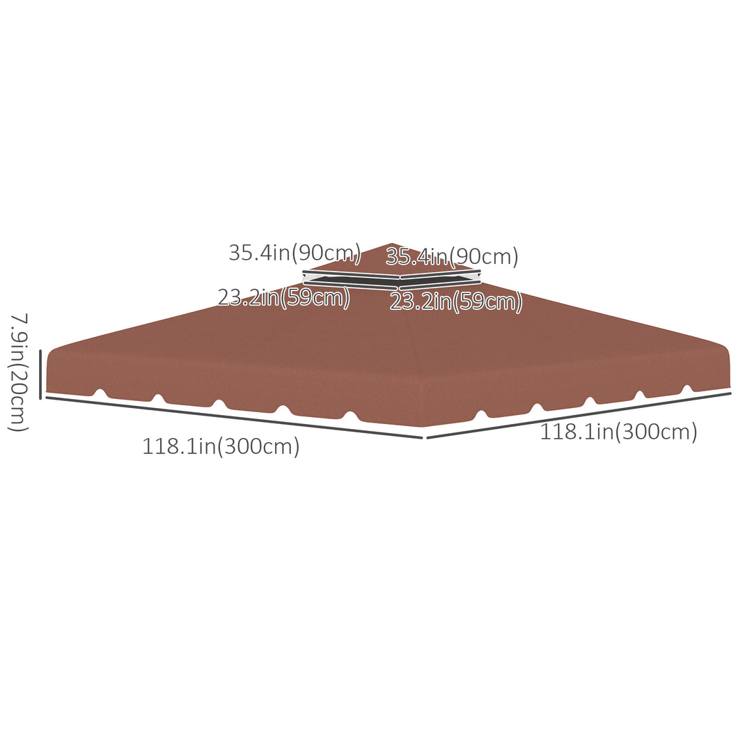 Outsunny 10' x 10' Gazebo Replacement Canopy, Gazebo Top Cover with Double Vented Roof for Garden Patio Outdoor TOP ONLY, Coffee