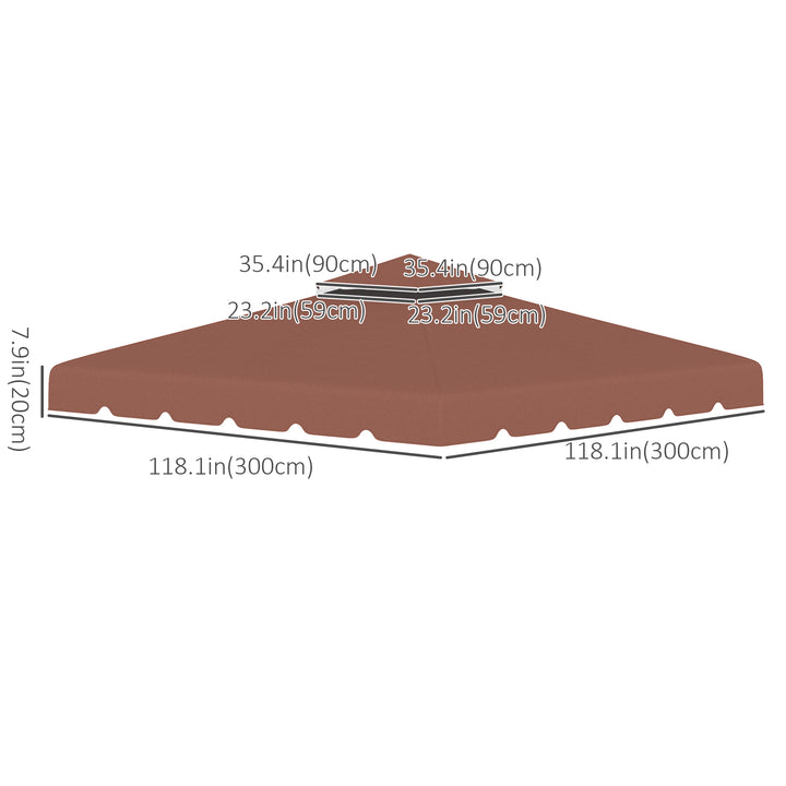 Outsunny 10' x 10' Gazebo Replacement Canopy, Gazebo Top Cover with Double Vented Roof for Garden Patio Outdoor TOP ONLY, Coffee