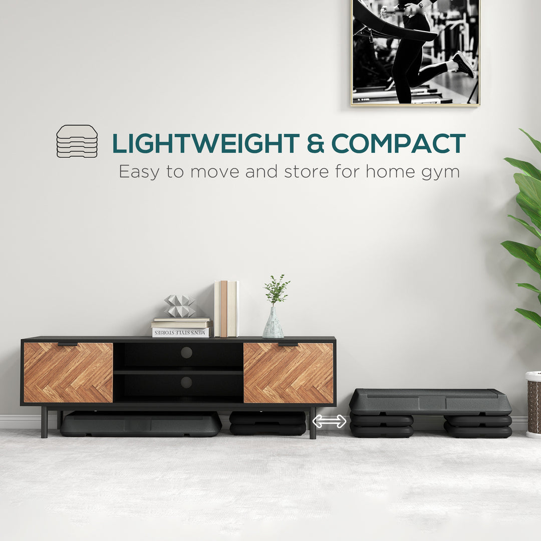 Soozier Adjustable Aerobic Stepper, 3-Level with Risers 4", 6", 8" Exercise Step Platform for Home Gym Fitness Workout, 330lbs Weight Capacity, Grey