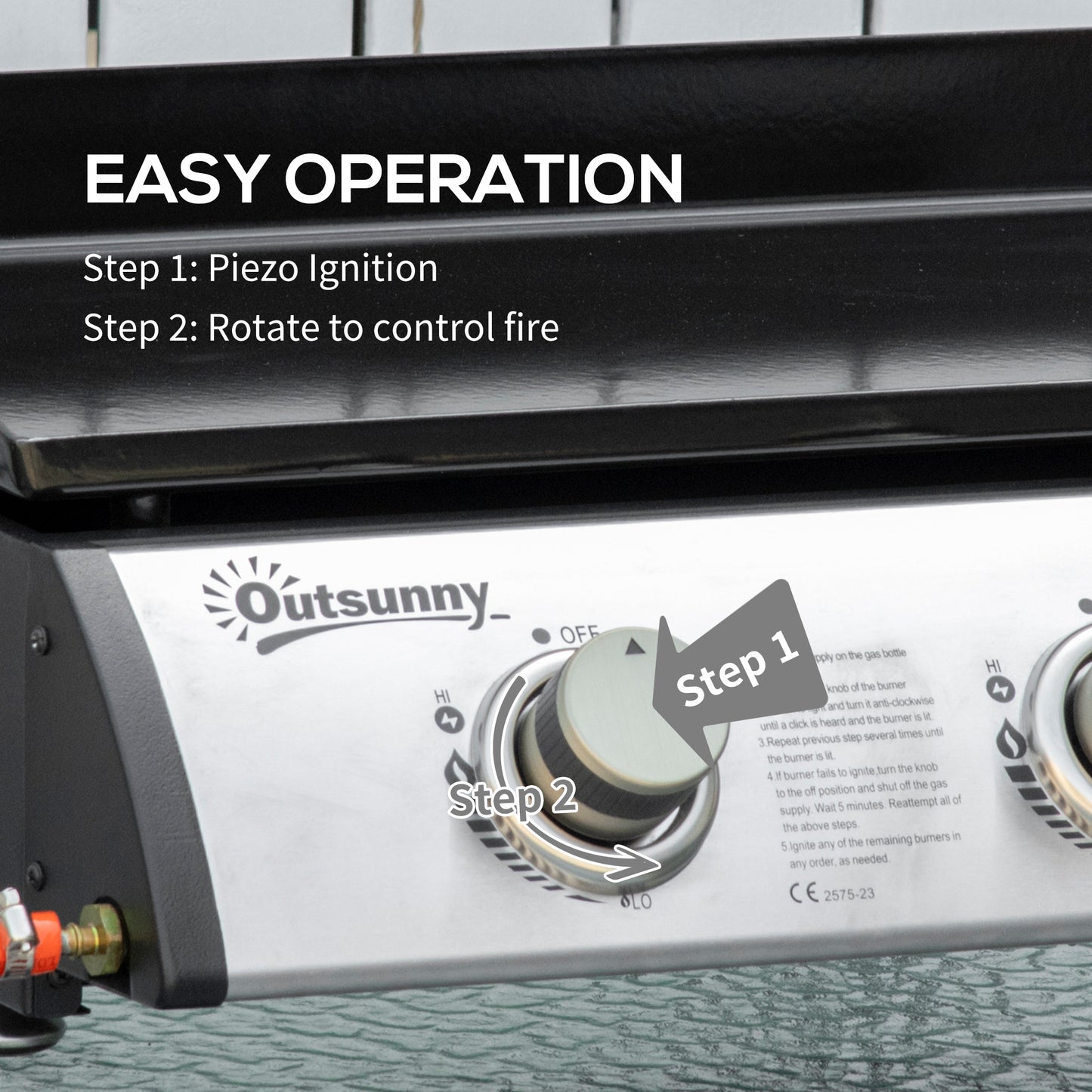 Outsunny 3 Burner Liquefied Gas Grill, Portable Tabletop BBQ Grill, for Camping, Picnic, Silver