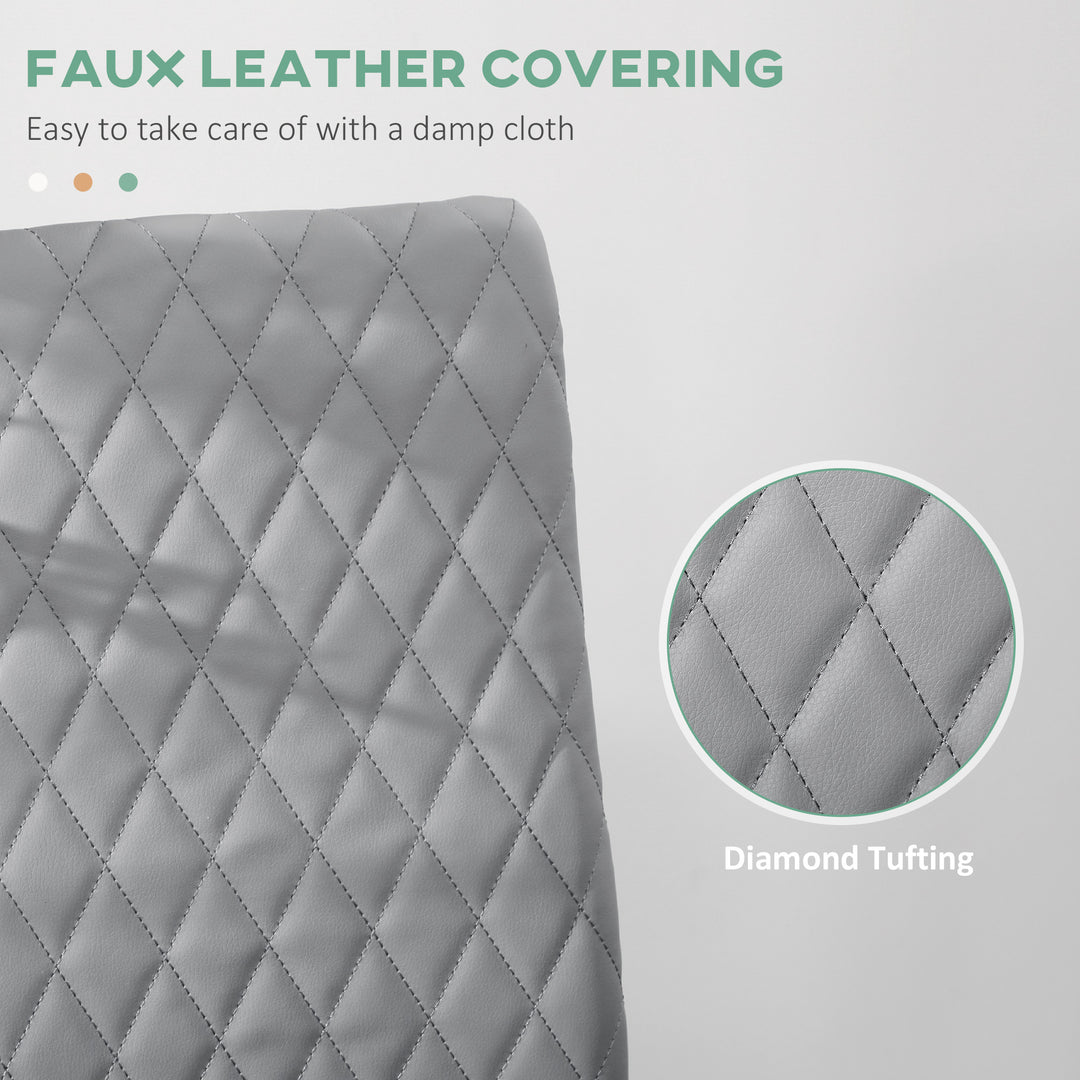 HOMCOM Kitchen Chairs Set of 4, Dining Chairs w/ Faux Leather Upholstery and Steel Legs for Living Room, Dining Room, Grey