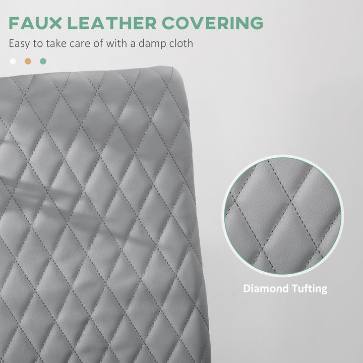 HOMCOM Kitchen Chairs Set of 4, Dining Chairs w/ Faux Leather Upholstery and Steel Legs for Living Room, Dining Room, Grey