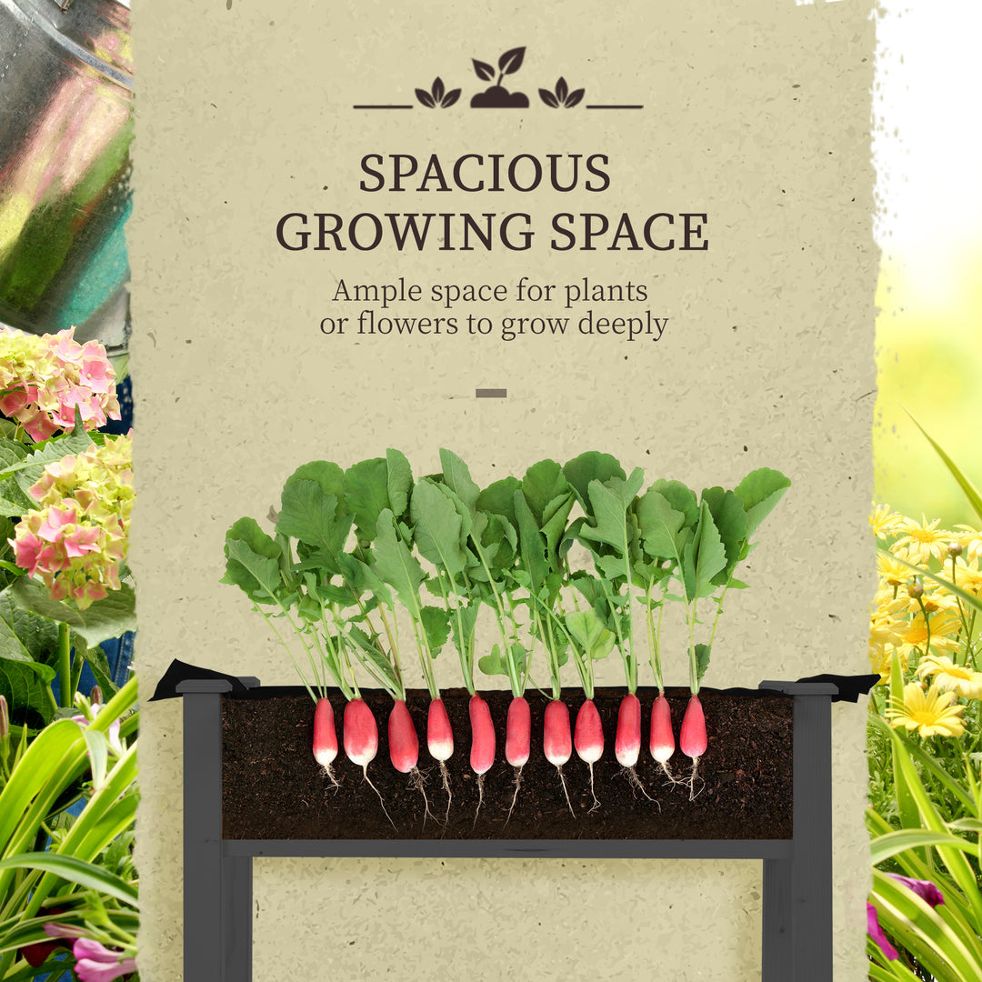 Outsunny Raised Garden Bed with PE Greenhouse Cover Outdoor Elevated Wood Planter Box for Herbs and Vegetables, Use for Patio, Backyard, Balcony, 48 x 22 x 46 inch, Natural