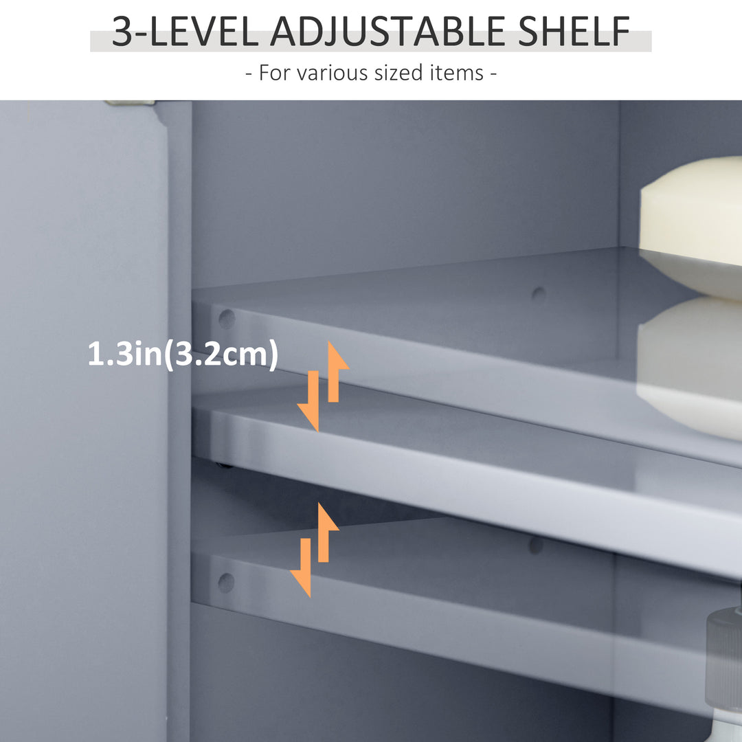 HOMCOM Wall Mount Bathroom Cabinet, Storage Organizer Kitchen Cupboard with 2 Doors and Adjustable Shelf White