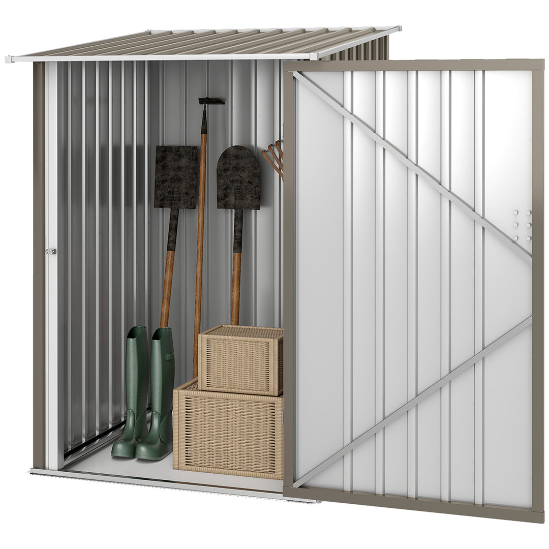 Outsunny Garden Tool Storage Shed, Small Steel Shed with Lockable Door for Garden & Patio, Galvanized Steel Construction, Dark Gray