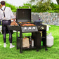 Outsunny 3 Burner Gas Grill with Side Burner, 9.5 KW Propane BBQ Grill, Cabinet Style with Shelves, Wheels, Instant Ignition