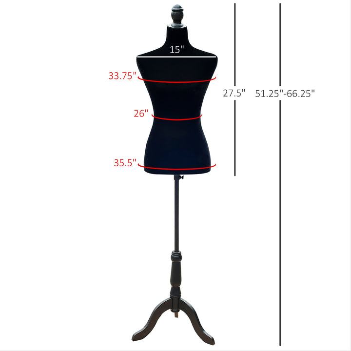 HOMCOM Female Fashion Mannequin Dress Form Torso Dressmaker Stand Clothing Display w/ Base (Black)