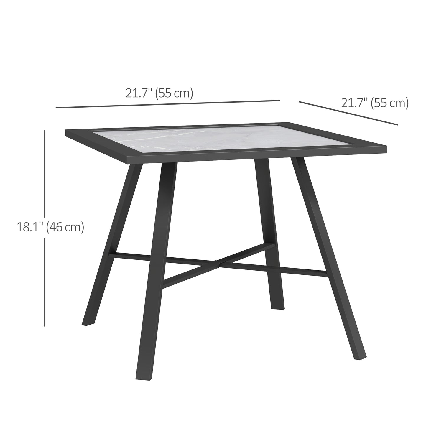 Outsunny Small Outdoor Side Table, Patio Side Table with SPC Tabletop for Garden, Patio, Lawn, Grey