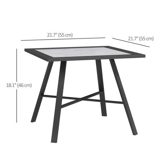 Outsunny Small Outdoor Side Table, Patio Side Table with SPC Tabletop for Garden, Patio, Lawn, Grey