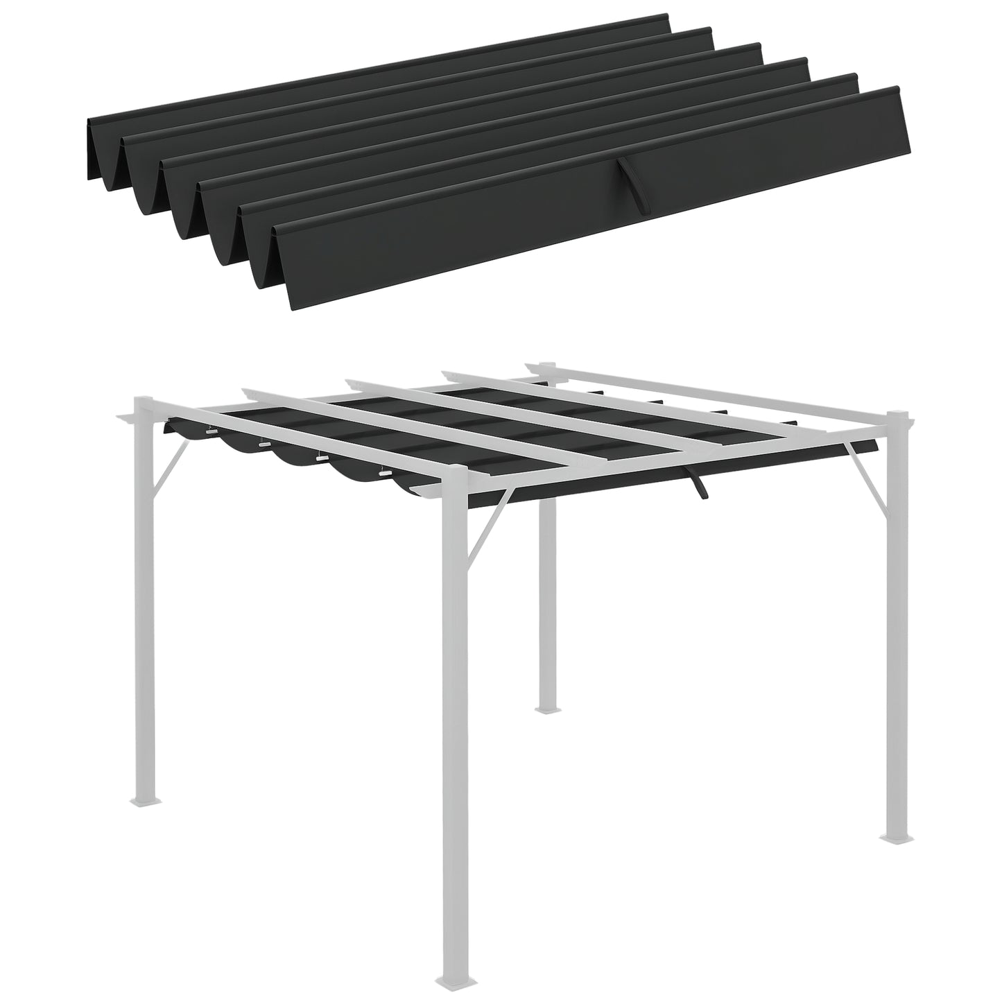 Outsunny Retractable Replacement Pergola Canopy for 10' x 10' Pergola, Pergola Cover Replacement, Cream White