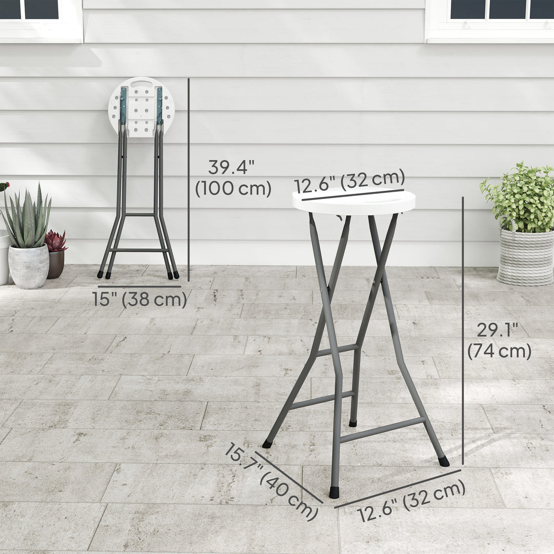 Outsunny Set of 4 Folding Outdoor Bar Stools, 29" Counter Height Stools with Handle, Indoor Outdoor Stool Chair with Footrest