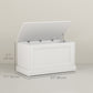 HOMCOM 31.5 Inches Storage Chest, Storage Trunk with Safety Hinge, Wooden Box for Living Room, White Wood Grain
