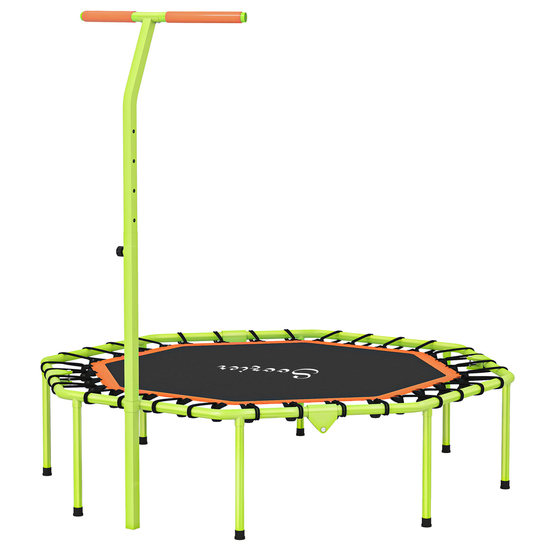 Soozier 50" Foldable Mini Trampoline, Fitness Trampoline Rebounder with Bungee, Adjustable Handle Bar, Stable & Quiet