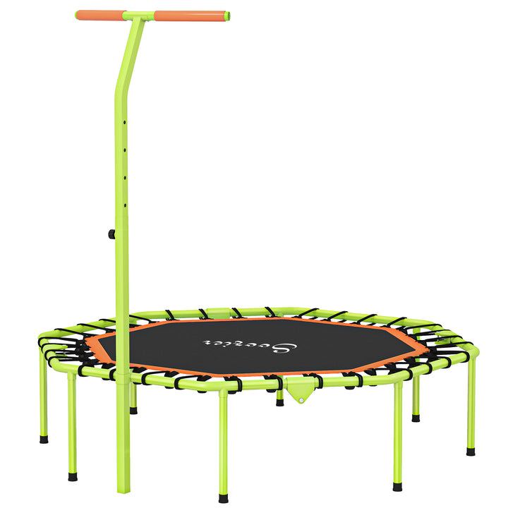 Soozier 50" Foldable Mini Trampoline, Fitness Trampoline Rebounder with Bungee, Adjustable Handle Bar, Stable & Quiet