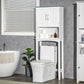 kleankin Modern Over The Toilet Storage Cabinet, Double Door Over Toilet Bathroom Organizer with Adjustable Shelf and Open Shelf, Space Saver, White